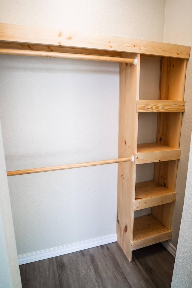 spacious closet with dark hardwood / wood-style floors