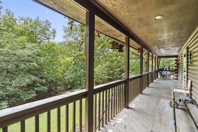 wooden deck featuring a porch