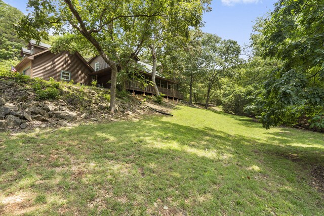 view of yard with a deck