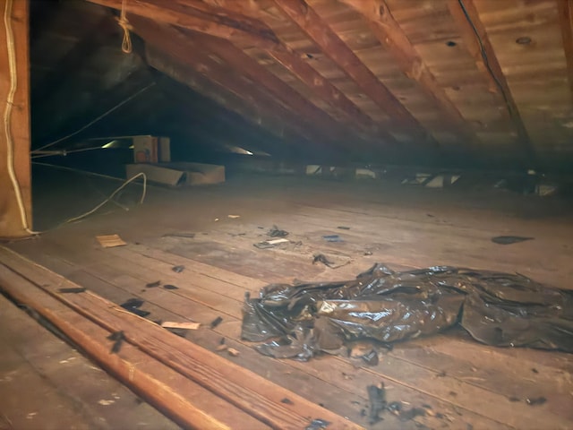 view of unfinished attic