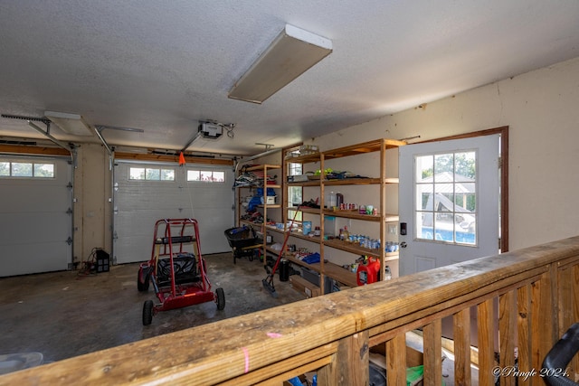 garage with a garage door opener