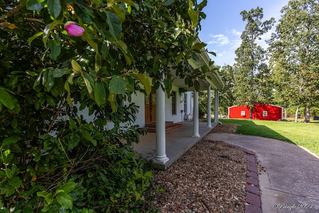 view of yard featuring a porch