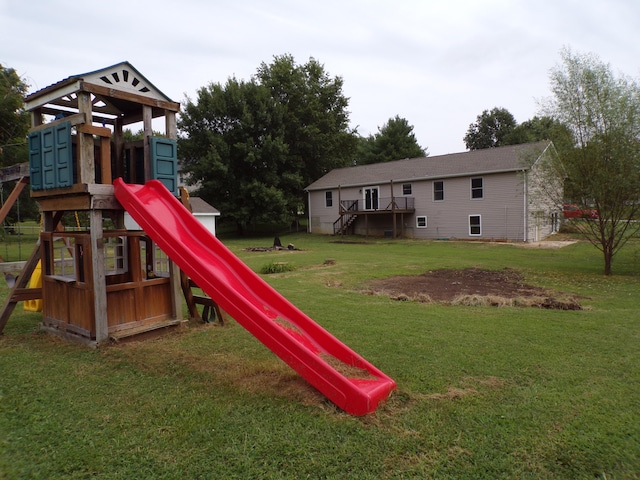 view of play area with a yard