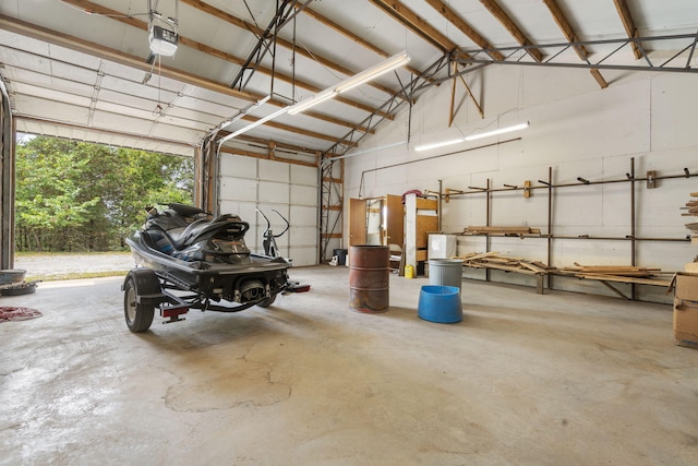 garage with a garage door opener