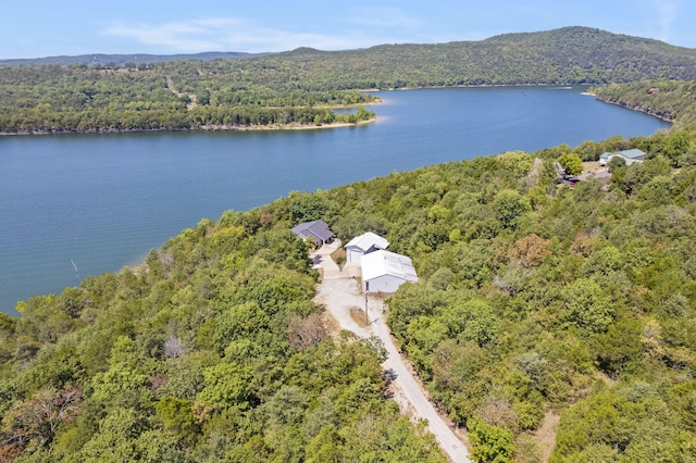 aerial view with a water and mountain view