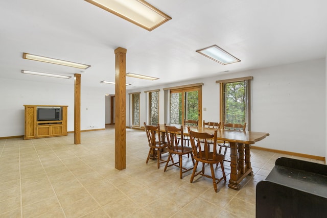 dining room with light tile patterned floors