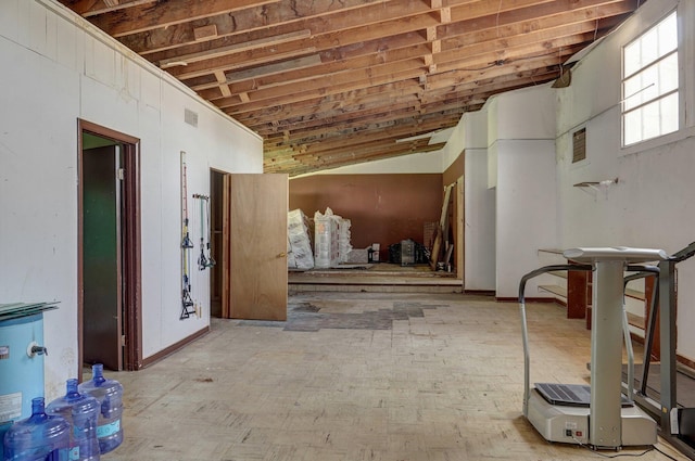 interior space featuring lofted ceiling