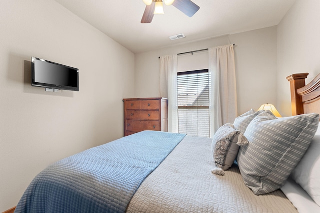 bedroom featuring ceiling fan