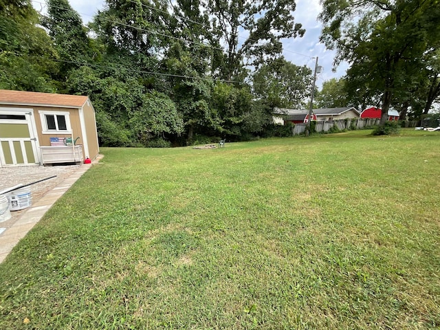 view of yard with a storage unit