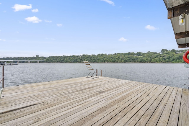 view of dock featuring a water view