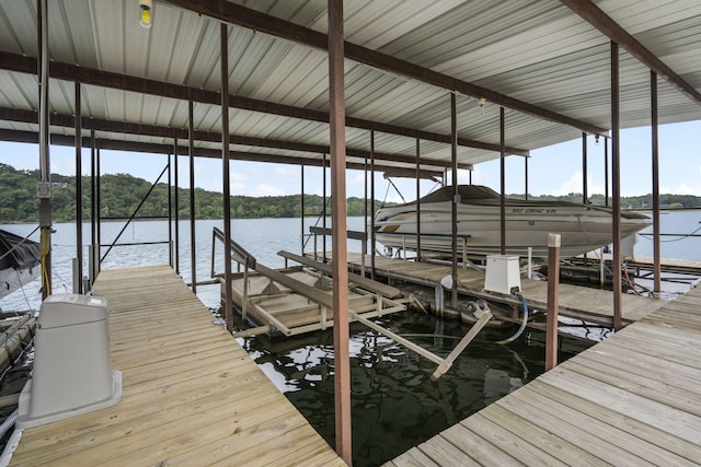 view of dock featuring a water view