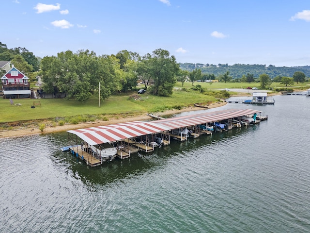 view of dock featuring a water view