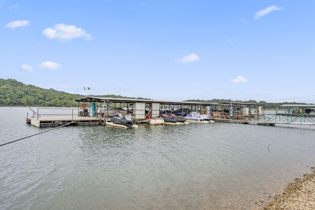 view of dock featuring a water view