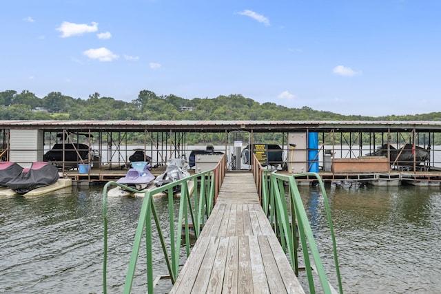 view of dock featuring a water view