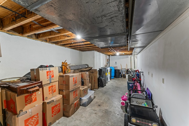 basement featuring electric water heater