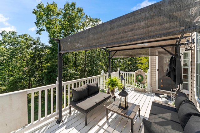 deck featuring outdoor lounge area