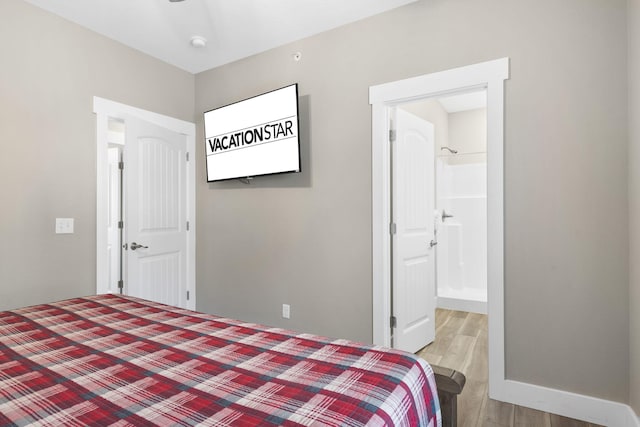 bedroom featuring light hardwood / wood-style flooring