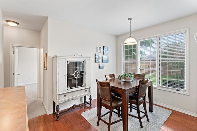 dining area featuring dark wood-type flooring