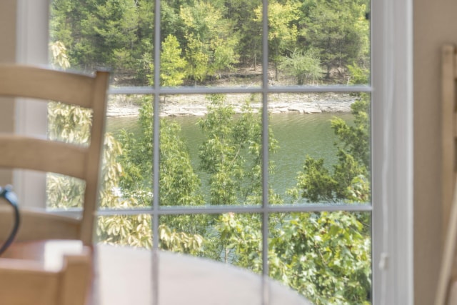 doorway featuring a water view