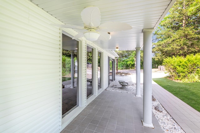 view of patio / terrace featuring ceiling fan
