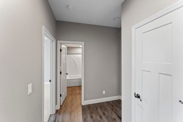 corridor featuring dark hardwood / wood-style floors