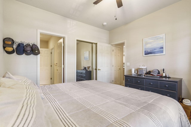 bedroom featuring a closet and ceiling fan