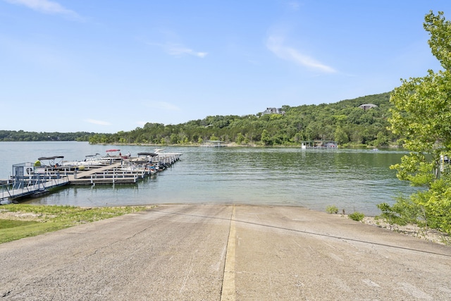 dock area featuring a water view