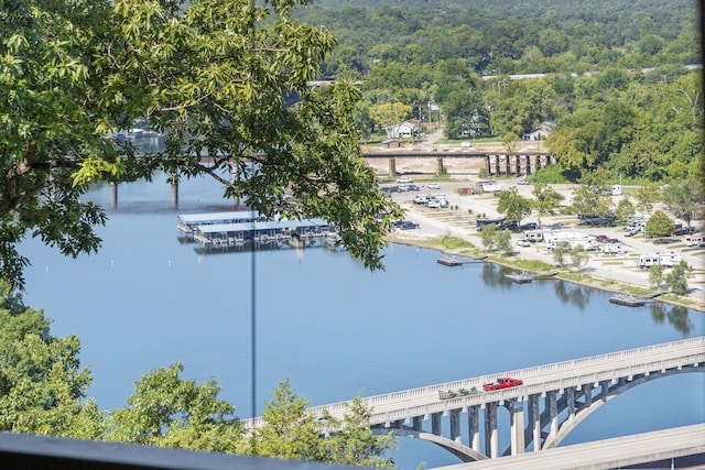 water view with a wooded view