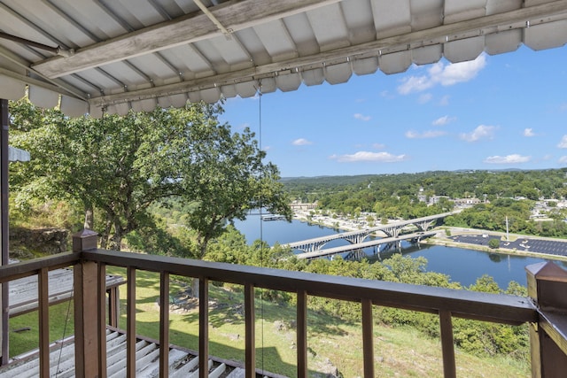 balcony with a water view