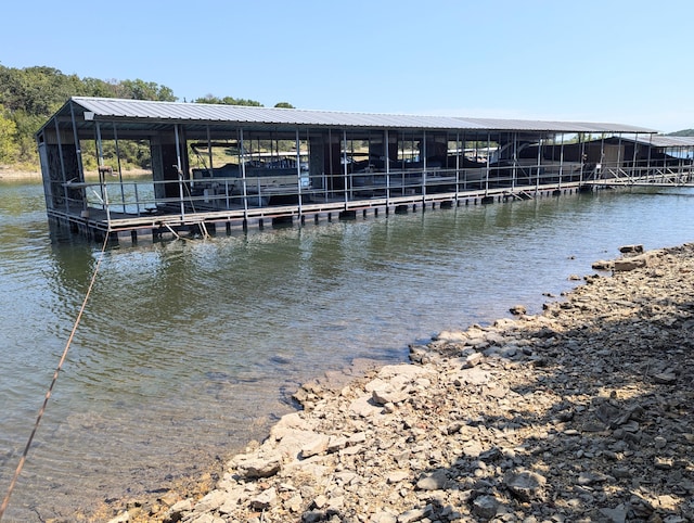 view of dock featuring a water view