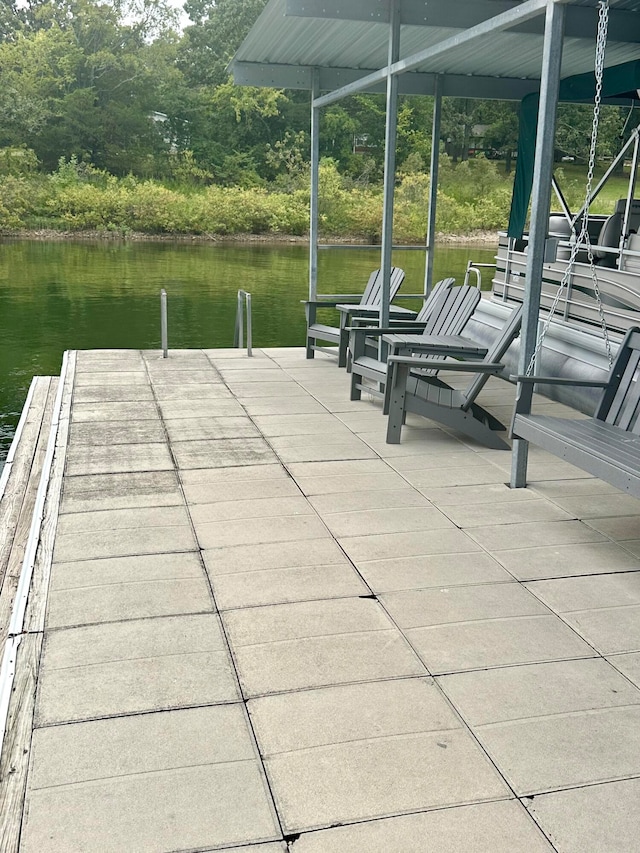 view of dock featuring a water view