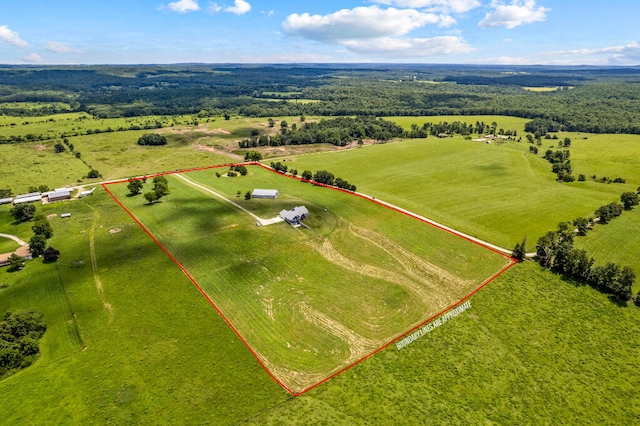 drone / aerial view with a rural view