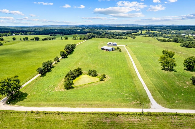 birds eye view of property featuring a rural view