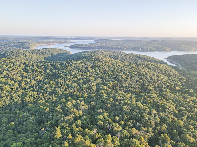 aerial view at dusk with a water view