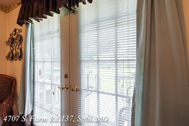 doorway to outside featuring french doors