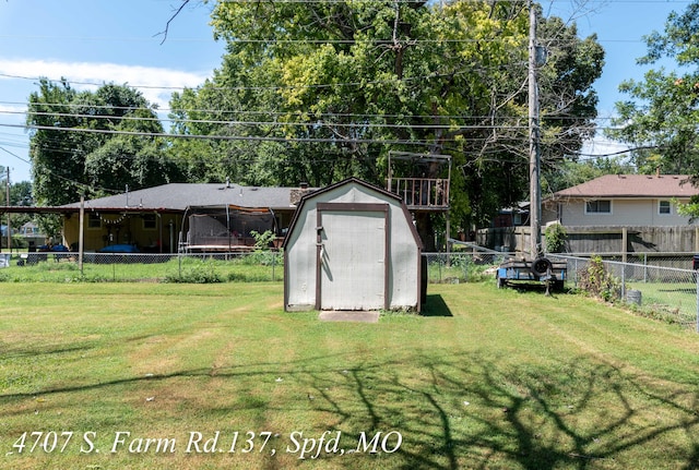 view of yard with a storage shed