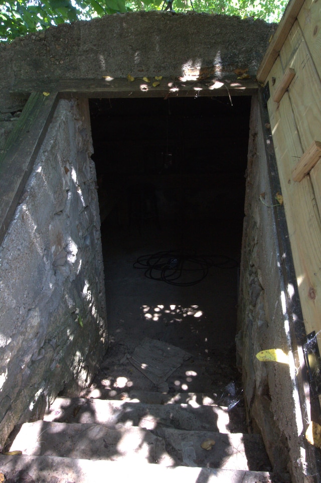 view of entry to storm shelter