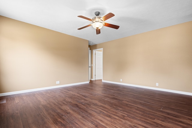 702 E Buffalo St, Bolivar, MO 65613 - empty room featuring baseboards, ceiling fan, and dark wood finished floors