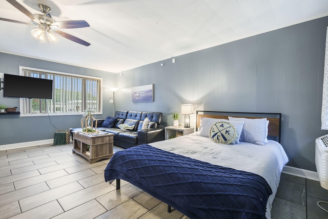 bedroom featuring ceiling fan