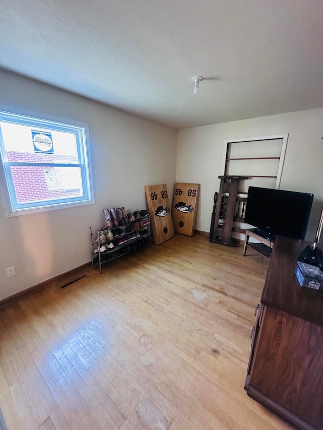 office area featuring light hardwood / wood-style flooring