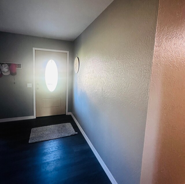 doorway to outside with wood-type flooring