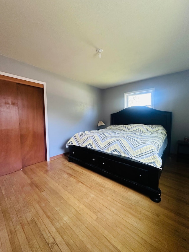 bedroom featuring a closet and light hardwood / wood-style floors