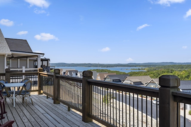 deck with a water view