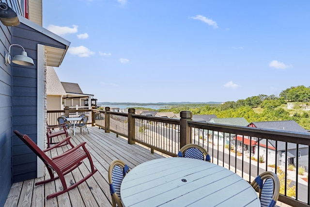 deck with a water view