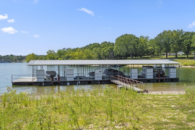 view of dock featuring a water view