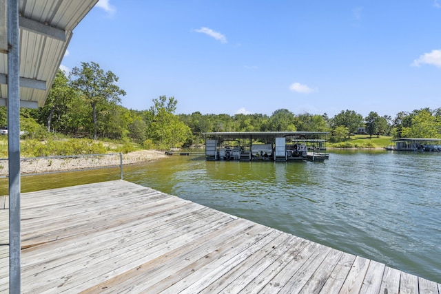 dock area with a water view