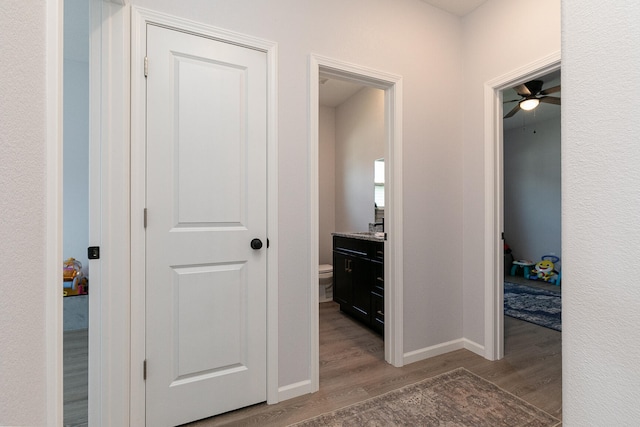 hall featuring light hardwood / wood-style flooring