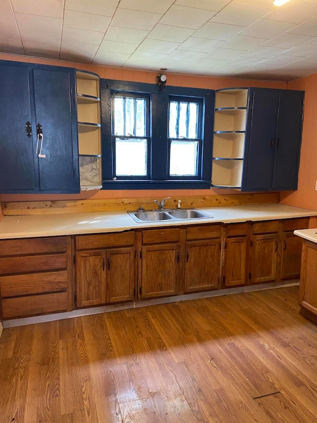 kitchen with light hardwood / wood-style floors and sink