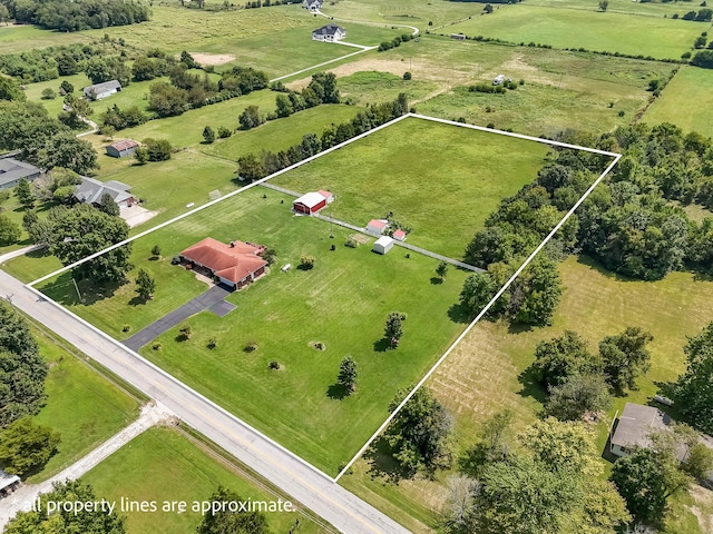 drone / aerial view with a rural view