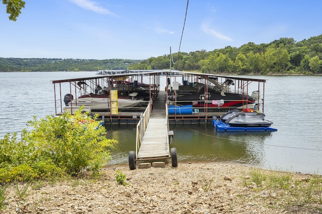 view of dock featuring a water view